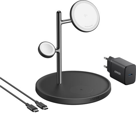 Anker MagGo Magnetic Wireless Charger 15W 3-in-1 Stand Black EU Plug
