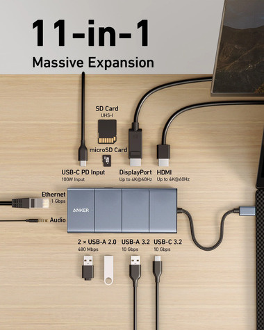 Anker PowerExpand 11-in-1 USB-C PD 10Gbps Data Hub