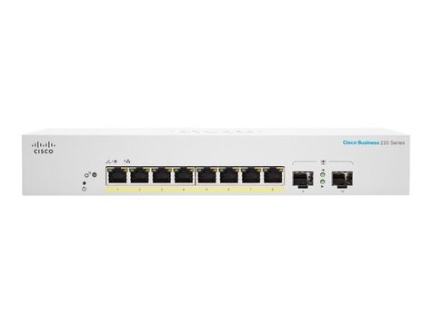 Cisco Bus 220 SmtSwitch 8p GE PoE Ext PS 2x1G