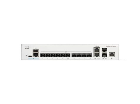 Cisco Catalyst 1300-12XS - Switch - L3 - intelligent - 10 x 10 Gigabit SFP+ + 2 x combo 10 Gigabit SFP+/RJ-45 - rack-uitvoering