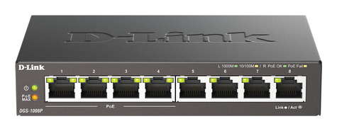 D-Link D-Link DGS-1008P/E 8-Port davon 4 x PoE Gigabit Desktop Switch