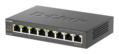 D-Link DGS-1008P/E 8-Port davon 4 x PoE Gigabit Desktop Switch