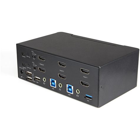 STARTECH 2 Port  Dual Monitor KVM HDMI Switch, 4K 60Hz Ultra HD HDR, Desktop Hub 4K HDMI 2.0 KVM Schakelaar met 2 Port USB 3.0 (5Gbps)