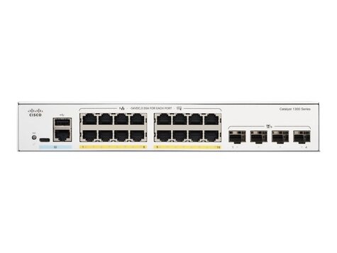 Cisco Cisco Catalyst 1300-16P-4X - Switch - L3 - Beheerd - 16 x 10/100/1000 (PoE+)