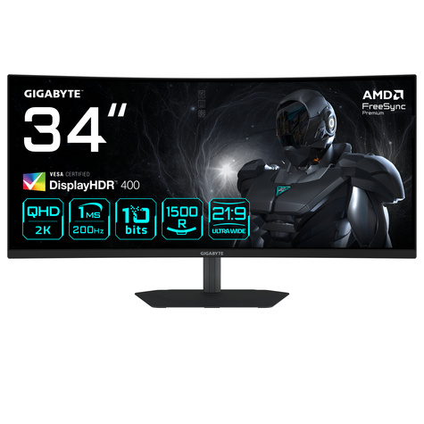 Gigabyte Dis 34 GBT G34WQC2 200Hz VA Curved