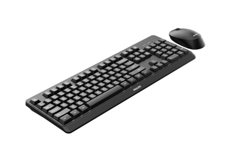Philips 3000 series SPT6307BL - Toetsenbord en muis set - draadloos - 2.4 GHz - QWERTY - zwart