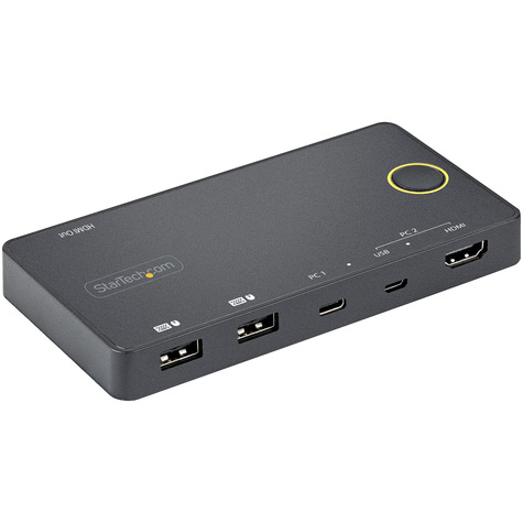 STARTECH 2 Port Hybride USB-A + HDMI  USB-C KVM Switch - Enkele 4K 60Hz HDMI 2.0 Monitor