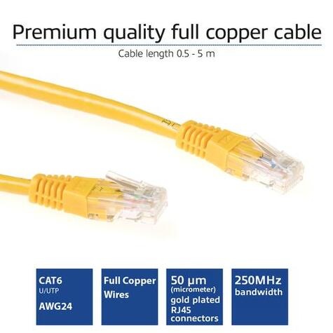 ACT UTP CAT6 patchcable yellow 0,50 m