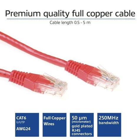 ACT UTP CAT6 patchcable red 0,5 m