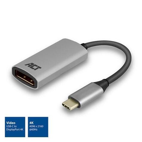 ACT Converter USB-C - Display Port female 0.15 Meter 4k @60Hz metal housing