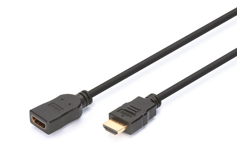 DIGITUS DIGITUS HDMI High Speed extension cable, type A St/Bu, 2.0m, m/Ethernet, Ultra HD 24p, gold, bl