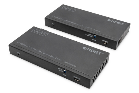 DIGITUS DIGITUS HDBaseT KVM Extender Set, 150 m 4K/60Hz, USB 2.0, PoC, IR, zwart