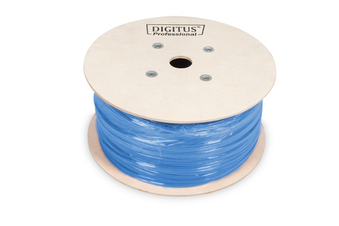DIGITUS Professional Installation Cable - light blue, RAL 5012 /CAT 6A U-UTP installatiekabel, 500 MHz Eca (EN 50575), AWG 23/1, rol van 305 m, Sx