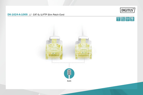 DIGITUS CAT 6A U-FTP Slim patch cord, Cu, LSZH AWG 28/7, length 10 m, color grey