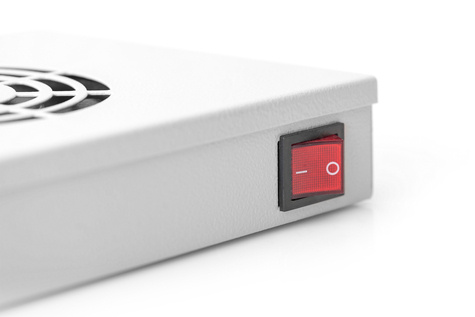 DIGITUS DN-19 Ventilatoreenheid voor montage op 483 mm (19") 2 ventilatoren, thermostaat, schakelaar, grijs (RAL 7035)