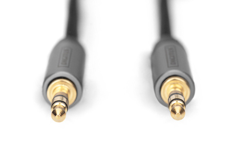 DIGITUS AUX audiokabel stereo 3,5 mm M/M Aluminium behuizing, vergulde stekker, nylon kabel, 1,8m
