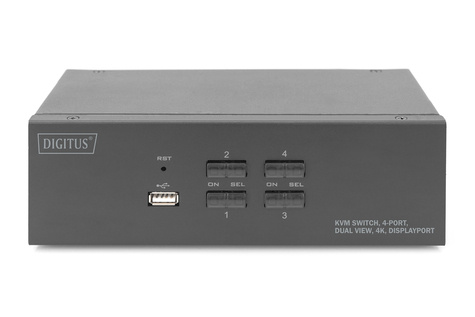 DIGITUS KVM Switch, 4-Port, Dual Display, 4K, DisplayPort