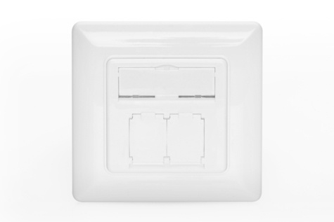 DIGITUS Professional DN-93831 - Face plate for Keystone Jacks, 2x RJ45 80x80 frame, 50x50 central plate, design comptible