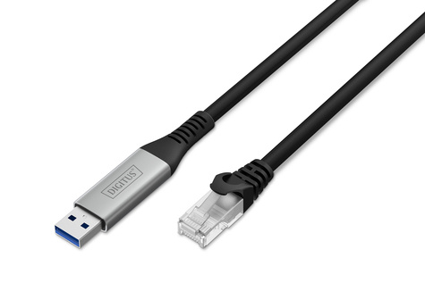 DIGITUS USB-A - RJ45 CAT 6A S/FTP-kabel, 1 Gbit/s, 3m USB 3.2 Gen1, LSZH-mantel