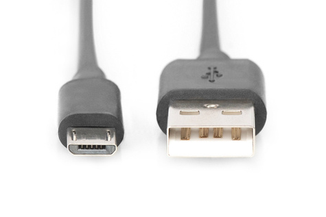 DIGITUS USB 2.0 aansluitkabel, type A - micro B St/St, 1,8 m, compatibel met USB 2.0, zwart