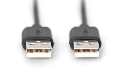 DIGITUS USB-aansluitkabel, type A St/St, 1,0 m, compatibel met USB 2.0, zwart