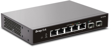 DrayTek DrayTek VigorSwitch Q1070x 5 poorten 2,5 Gigabit 2 SFP+ (10 Gigabit) poorten, Smart Lite managed