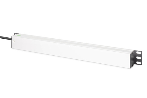 DIGITUS 1U aluminium PDU, rack-mount, 6x veiligheidsuitgang, 1x uitgang 16A,230VAC,50/60Hz,Overspanningsbeveiliging,Netfilter