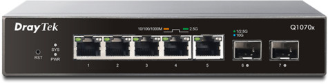 DrayTek VigorSwitch Q1070x 5 poorten 2,5 Gigabit 2 SFP+ (10 Gigabit) poorten, Smart Lite managed
