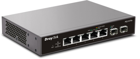 DrayTek VigorSwitch Q1070x 5 POE poorten 2,5 Gigabit 2 SFP+ (10 Gigabit) poorten, 60W totaal power