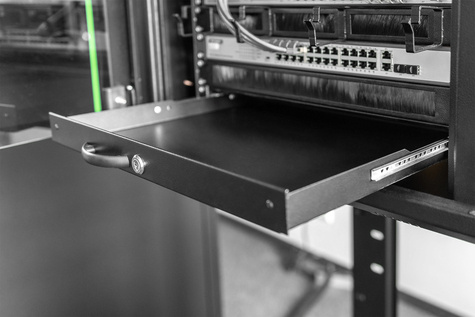 DIGITUS Professional Line DN-19 KEY-1U-SW - keyboard drawer - 1U- Documentvak m. greep 44x481x400 mm, kleur zwart (RAL 9005)