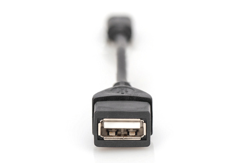 DIGITUS USB 2.0-adapterkabel, OTG, type mini B - A St/Bu, 0,2 m, conform USB 2.0, zwart