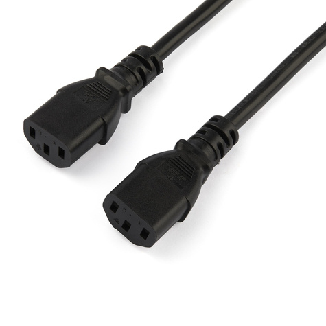 STARTECH 2m Computer Splitter Stroomkabel, 18AWG, EU Schuko naar 2x C13, 10A 250V, Zwart, AC Vervangkabel