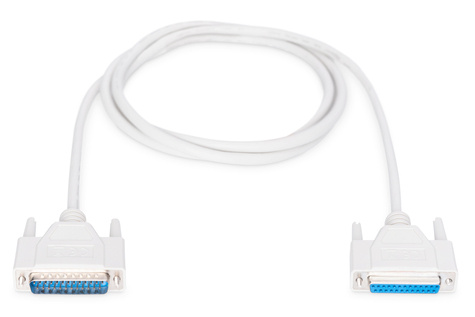 DIGITUS Verlengkabel gegevensoverdracht, D-Sub25 St/Bu, 2,0m, serieel/parallel, gegoten, be