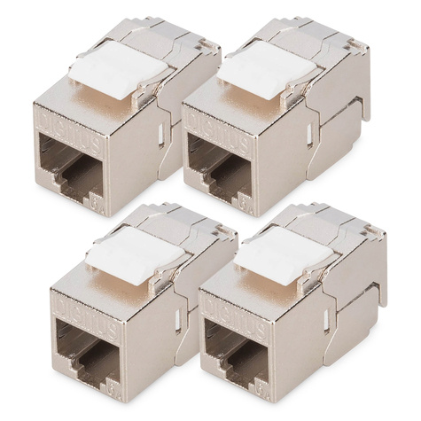 DIGITUS CAT 6A compacte behuizing Keystone-module, afgeschermd, aansluiting zonder gereedschap, 4 stuks.