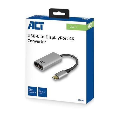 ACT Converter USB-C - Display Port female 0.15 Meter 4k @60Hz metal housing
