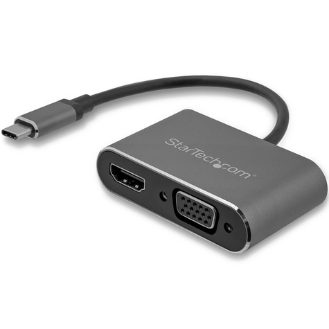 STARTECH STARTECH USB-C naar VGA en HDMI adapter - aluminium - 2-in-1 USB-C multiport adapter