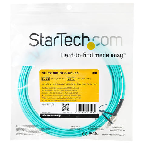 STARTECH 5m Fiber Optic Cable - 10 Gb Aqua - Multimode Duplex 50/125 - LSZH - LC/LC - OM3 - LC to LC Fiber Patch Cable