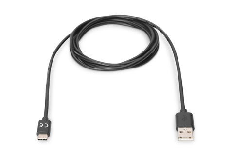 DIGITUS DIGITUS USB Type-C aansluitkabel, Type-C - A St/St, 1,0m, 3A, 5GB, 3.0 versie, bw