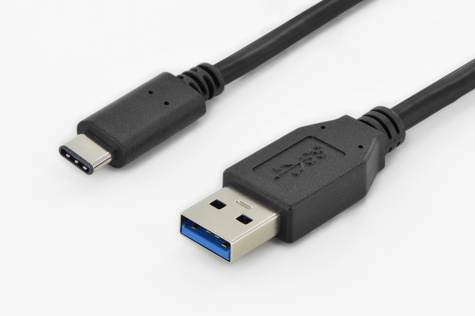 DIGITUS USB Type-C aansluitkabel, Type-C - A St/St, 1,0m, 3A, 5GB, 3.0 versie, bw
