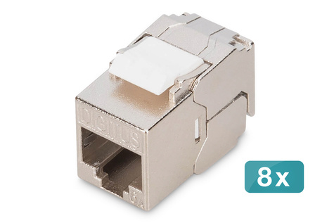 DIGITUS CAT 6A compacte behuizing Keystone-module, afgeschermd, aansluiting zonder gereedschap, 8 stuks.