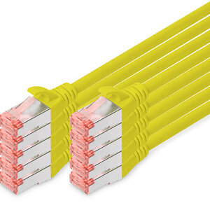 DIGITUS DIGITUS CAT 6 S-FTP patchkabel, koper, LSZH AWG 27/7, lengte 0,5 m, 10 stuks, kleur geel