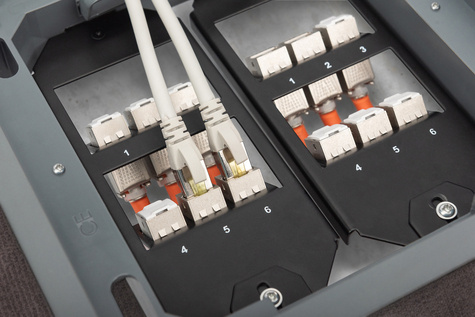 DIGITUS Vloerdooshouder, 2-voudig voor 6x Keystone modules Geschikt voor Geschikt voor OBO-Ackermann GES6