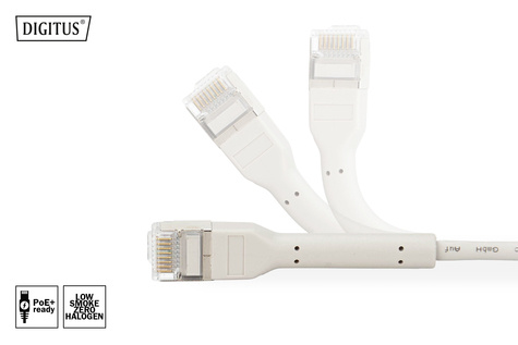 DIGITUS CAT 6A F-FTP buigbare patchkabel, Ku, TPE-LSZH AWG 32/7, lengte 5 m, grijs
