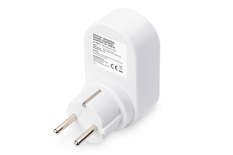 DIGITUS Stekker oplaadadapter met 2 USB-poorten 250V, 50 Hz, USB: 5V, 2.1A, wit/grijs
