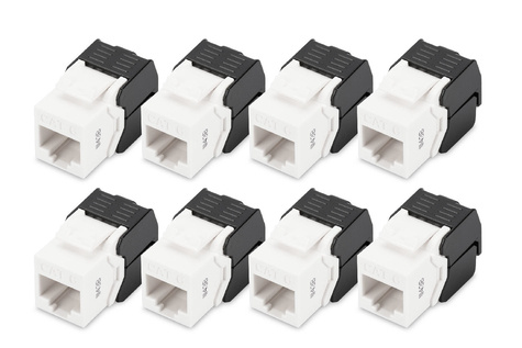 DIGITUS CAT 6 Keystone Jack, unshielded, RJ45 to LSA, tool free connection, incl. cable tie, 8 pcs