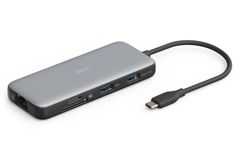 DIGITUS USB-C dockingstation, 7-poorts, 1x HDMI 3x USB 3.2 Gen 2, 1x RJ45, 1x SD,1x MicroSD, 1x PD