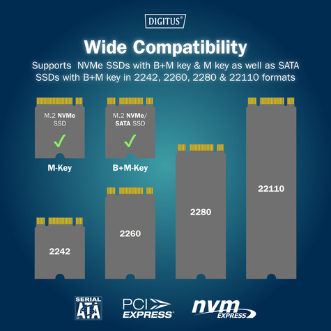 DIGITUS Dual Bay Nvme+SATA 2 in 1 SSD docking station 2 bays SATA/NVME 2 in 1 dockingstation