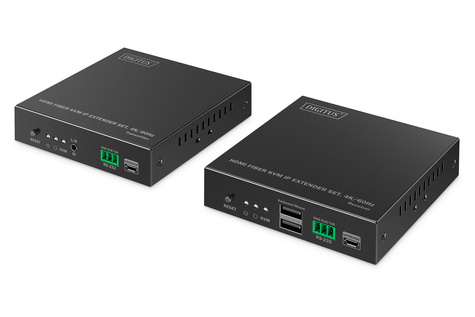 DIGITUS HDMI vezel KVM-extenderset 4K/60Hz, 40 km/300 m, IP 1G, zwart