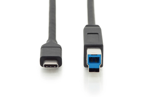 DIGITUS USB Type-C aansluitkabel, type C naar B St/St, 1,8m, 3A, 5GB, 3.0 versie, bw