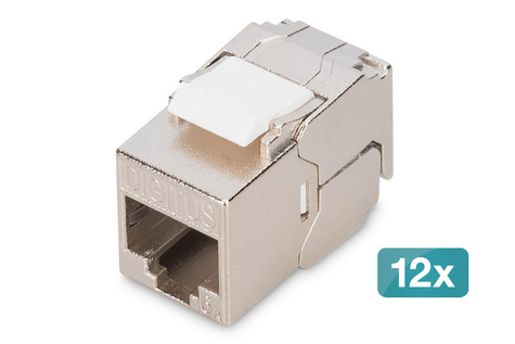 DIGITUS CAT 6A compacte behuizing Keystone-module, afgeschermd, aansluiting zonder gereedschap, 12 stuks.